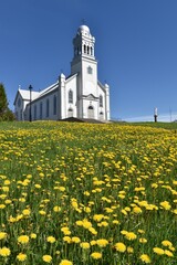 The village church in spring, Sainte-Apolline, Québec, Canada