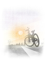 Fototapeta na wymiar silhouette of a biker