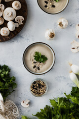 Fototapeta na wymiar soup with mushrooms and herbs