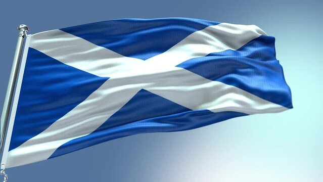 Scotland Flag Realistic Loop Animation