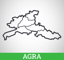 Simple outline map of Agra. Vector graphic illustration.