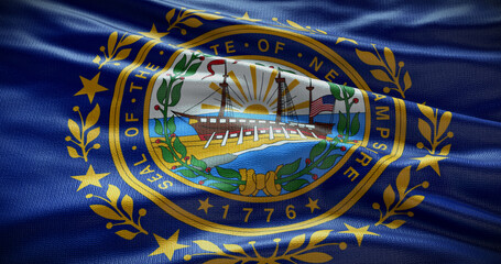 New Hampshire state flag background illustration, USA symbol backdrop - obrazy, fototapety, plakaty