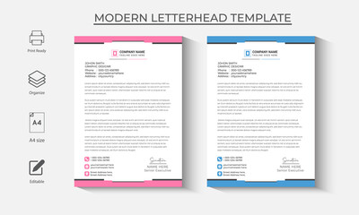 corporate modern letterhead design template with blue color. creative modern letter head design template for your project. letterhead, letter head, Business letterhead design.