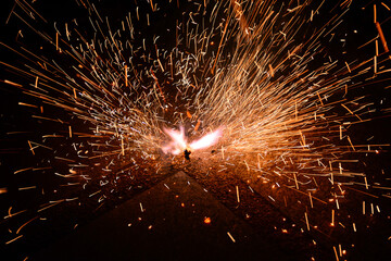 sparkler on fire
