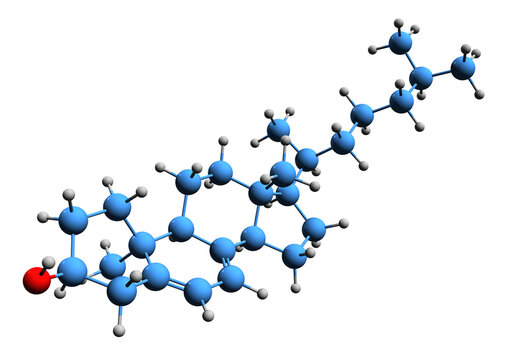 3D image of 7-Dehydrocholesterol skeletal formula - molecular chemical structure of zoosterol 7-DHC isolated on white background