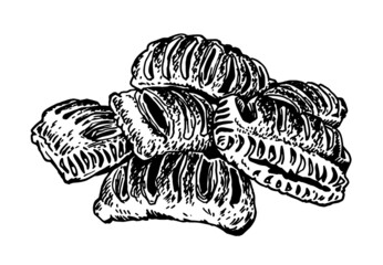 Vector delicious puff pastry buns, fast food element from bakery isolated on white