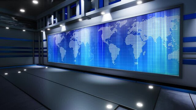3D Virtual TV Studio News, Backdrop For TV Shows .TV On Wall.3D Virtual News Studio Background, Loop