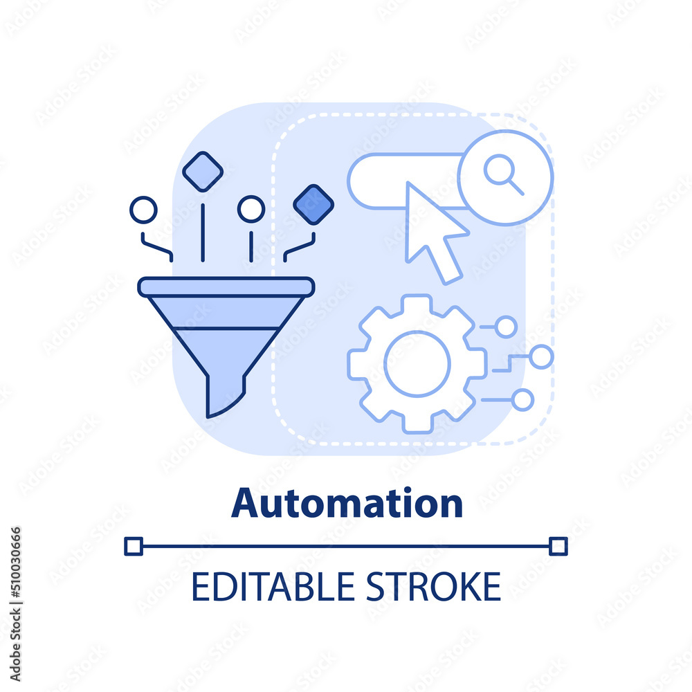 Poster automation light blue concept icon. software for repetitive tasks. seo abstract idea thin line illus