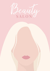 The face of a blonde woman in faceless style.