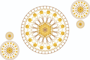 Mandala with floral patterns. Circular pattern in form of mandala for Henna, Mehndi, tattoo, decoration. Decorative ornament in ethnic oriental style. Set of Mandalas Ethnic Decorative Element. 