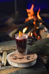 Hot alcoholic drink Glintwine based on red wine