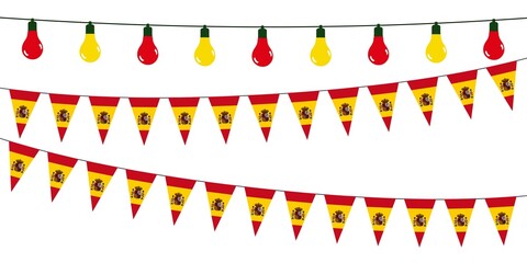 3D Garlands of Spain on a white background	