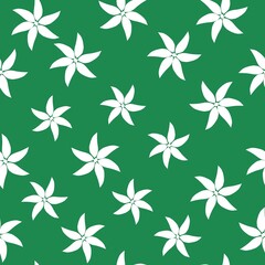 seamless vintage pattern. white flowers . green background. vector texture. fashionable print for textiles and wallpaper.