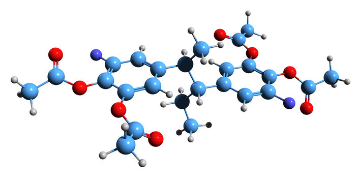 3D image of Acefluranol skeletal formula - molecular chemical structure of nonsteroidal antiestrogen isolated on white background
