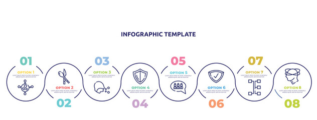 Obraz premium concept infographic design template. included virus, cutlery, cough, shield, group, protected, transmission, dizziness icons and 8 option or steps.