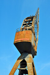 Fototapeta premium ancient crane in the port of Genoa Italy