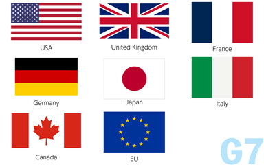 G7加盟国の国旗セット - obrazy, fototapety, plakaty