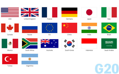 G20加盟国の国旗セット - obrazy, fototapety, plakaty