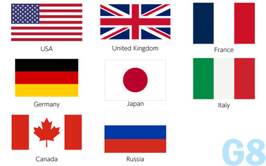 G8加盟国の国旗セット - obrazy, fototapety, plakaty