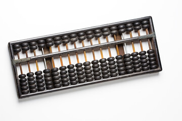 Vintage wooden abacus isolated on white