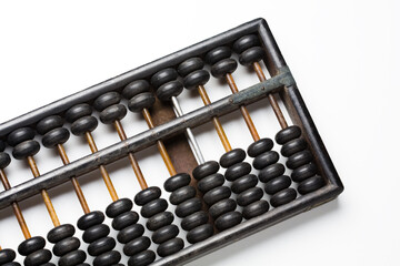 Vintage wooden abacus isolated on white