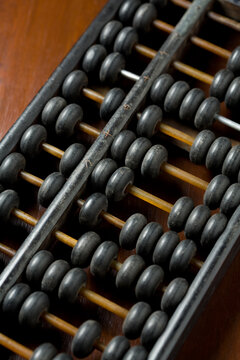 Vintage wooden abacus on the table
