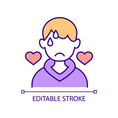 Excessive teen sweating during puberty RGB color icon. Fall in love as teenager. Psychological distress. Isolated vector illustration. Simple filled line drawing. Editable stroke. Arial font used
