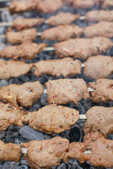 Kebab cooking process outdoor, Azerbaijan