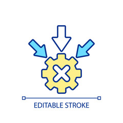 No integration RGB color icon. Process breakage. Stopped operation. Mechanism components. Isolated vector illustration. Simple filled line drawing. Editable stroke. Arial font used