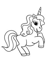 Unicorn coloring page for kids. Children design.