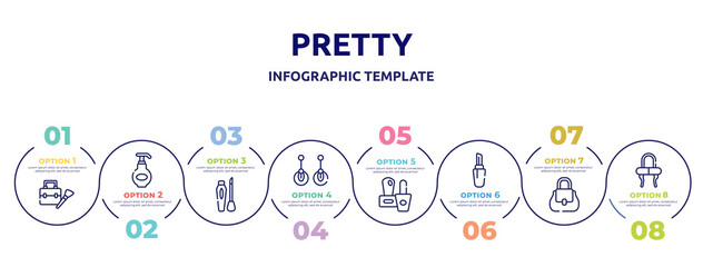 pretty concept infographic design template. included big makeup box, moisturizing lotion, liquid lipstick, two earrings, two nail polish, lipstick with cover, women handbag, mirrored vanity desk