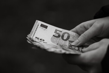 Money euro coins and banknotes