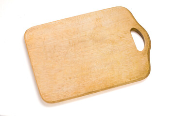 Wooden cutting board isolated on white