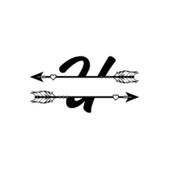 Initial Decorative Monogram Split Letter Vector