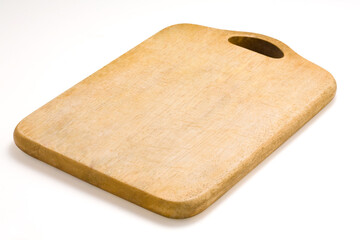 Wooden cutting board isolated on white