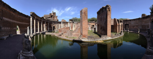 Panoramic view of the Maritime Theater in the Hadrian's villa (Tivoli, Italy) - from year AD 120