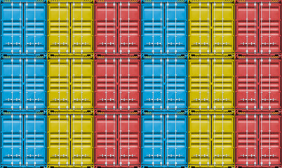 Stack of colorful containers box cargo in port shipping yard, Containers front view, logistic import export goods of freight carrier and transport industry concept, Seamless pattern texture background