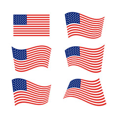 Collection of flat American flag illustration