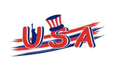 USA Lettering. American Happy Independence Day.