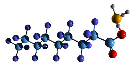  3D image of Ammonium perfluorononanoate skeletal formula - molecular chemical structure of anionic surfactant APFN isolated on white background
