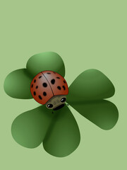 Ladybug  on a green background