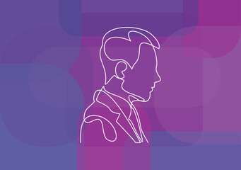 human head, businessman avatar vector line - continuous line drawing