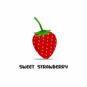 illustration vector of sweet red strawberry, white background