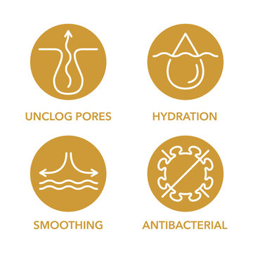 Facial Acne Cleanser Properties - Icons Set 