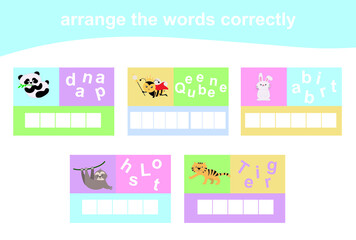 Arrange the words correctly. Worksheet for preschool. Writing practice. Vector file.
