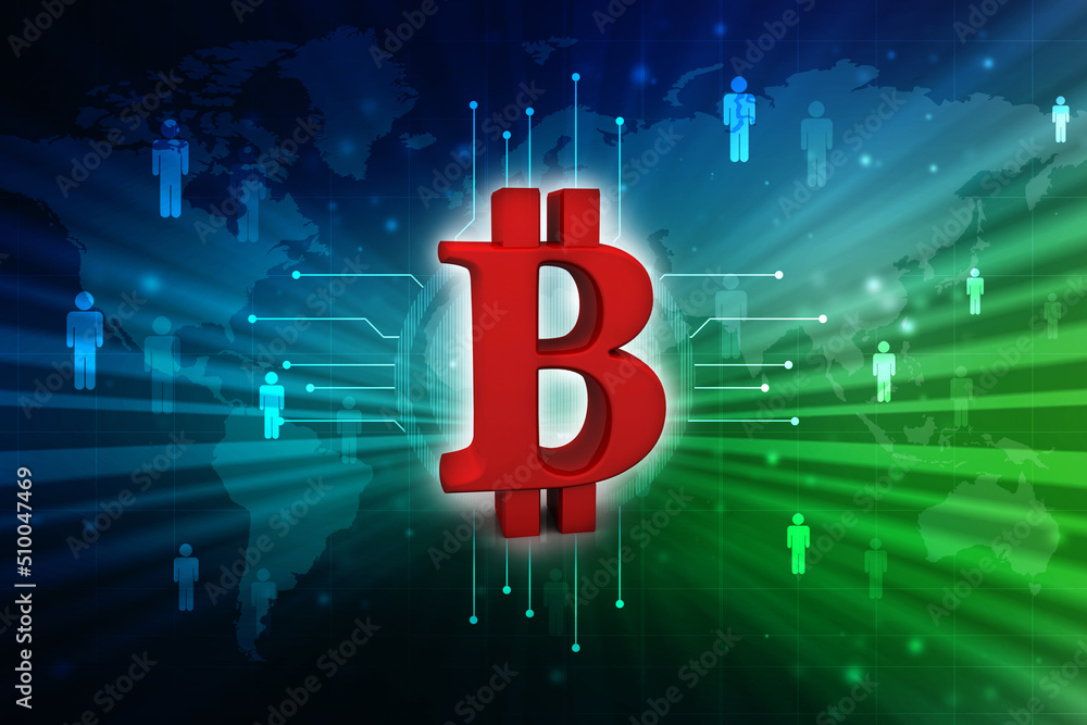 Poster 3d rendering bitcoin sign currency