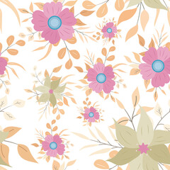 Fototapeta na wymiar seamless floral pattern with white background vector illustration