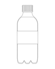 Water bottle black and white graphics coloring vector illustration