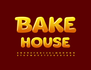 Fototapeta premium Vector creative logo Bake House. Gradient glossy Font. Funny style Alphabet Letters and Numbers set