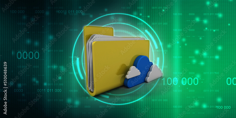 Poster 3d rendering cloud folder network